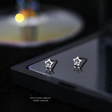 S999 Sterling Silver Crystal Five Star Stud Earrings Party Jewelry