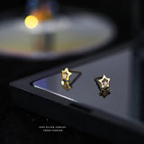 S999 Sterling Silver Crystal Five Star Stud Earrings Party Jewelry