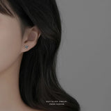 S999 Sterling Silver Geometry Stud Earrings for Women