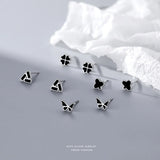 S999 Sterling Silver Geometry Stud Earrings for Women