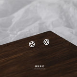 Real S999 Sterling Silver Stud Earrings For Women