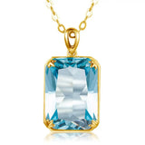 Real Silver 925 Necklace Pendant Aquamarine Women Jewelry