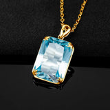 Real Silver 925 Necklace Pendant Aquamarine Women Jewelry