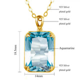 Real Silver 925 Necklace Pendant Aquamarine Women Jewelry