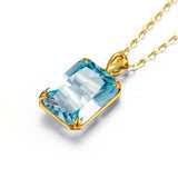 Real Silver 925 Necklace Pendant Aquamarine Women Jewelry