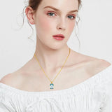 Real Silver 925 Necklace Pendant Aquamarine Women Jewelry