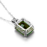 Real Silver 925 Necklace Pendant Peridot Women Jewelry