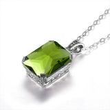 Real Silver 925 Necklace Pendant Peridot Women Jewelry