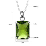 Real Silver 925 Necklace Pendant Peridot Women Jewelry