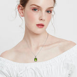 Real Silver 925 Necklace Pendant Peridot Women Jewelry