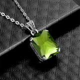 Real Silver 925 Necklace Pendant Peridot Women Jewelry