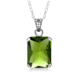 Real Silver 925 Necklace Pendant Peridot Women Jewelry
