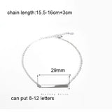 925 Sterling Silver Name Bracelet Engrave Letters Adjustable Bangles For Women