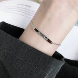 925 Sterling Silver Name Bracelet Engrave Letters Adjustable Bangles For Women