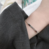 925 Sterling Silver Name Bracelet Engrave Letters Adjustable Bangles For Women