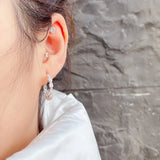 Real Silver Zircon Hoop Earrings for Women Bridal Jewelry