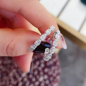 Real Silver Zircon Hoop Earrings for Women Bridal Jewelry
