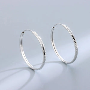 925 Silver Huge Hoop Earrings Thin Round Ear Jewelry