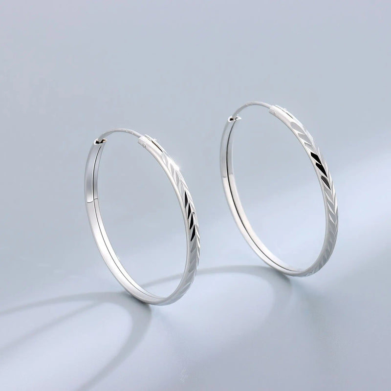 925 Silver Huge Hoop Earrings Thin Round Ear Jewelry