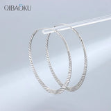 Real Sterling Silver Huge Hoop Earrings Thin Large Round Ear Jewelry