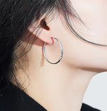 925 Silver Huge Hoop Earrings Thin Round Ear Jewelry