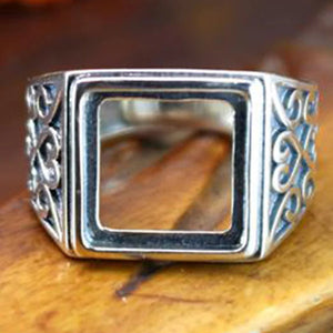 925 Sterling Silver Ring Blanks Square Setting Antique Silver
