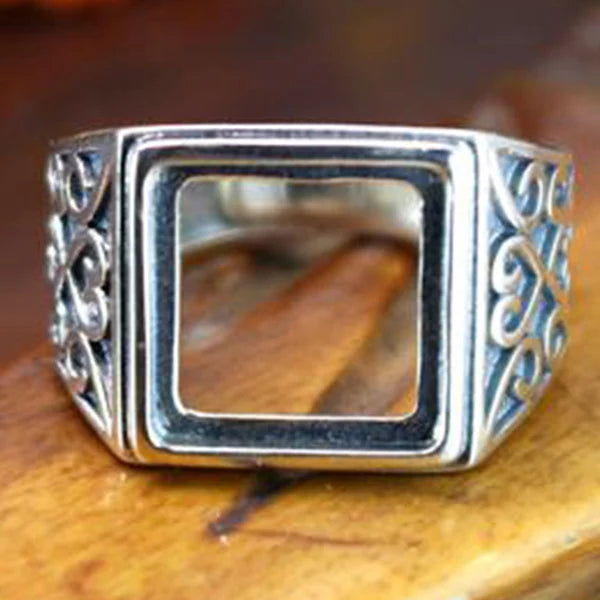 925 Sterling Silver Ring Blanks Square Setting Antique Silver