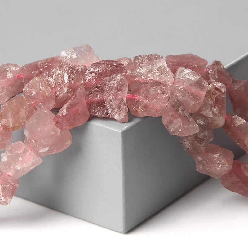 Strawberry Crystal Quartz Stone Bead Freeform Healing Stone