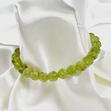 Peridot Bead Bracelet 18.5cm Natural Round Beads Men Women