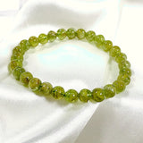 Peridot Bead Bracelet 18.5cm Natural Round Beads Men Women