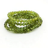 Peridot Bead Bracelet 18.5cm Natural Round Beads Men Women