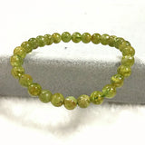 Peridot Bead Bracelet 18.5cm Natural Round Beads Men Women