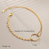 S925 Silver Bracelet Geometric Charms Bangle Asymmetrical DIY Jewelry