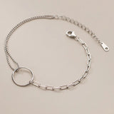 S925 Silver Bracelet Geometric Charms Bangle Asymmetrical DIY Jewelry