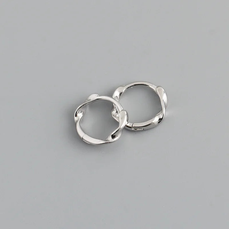 S925 Silver Hoop Earring Twist Ring Wave Geomertry Jewelry