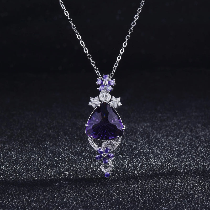 S925 Silver Amethyst Pendant Necklace for Women