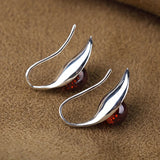 S925 Silver Garnet Calla Flower Earrings
