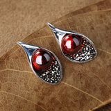 S925 Silver Garnet Calla Flower Earrings