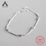 S925 Sterling Silver Beads Snake Bone Adjustable Bracelet Anklet Chain