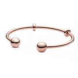 S925 Sterling Silver Bracelet Heart T-Bar Snake Bangle