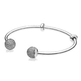 S925 Sterling Silver Bracelet Heart T-Bar Snake Bangle
