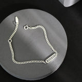 S925 Silver Bracelet Geometric Square Chain Vintage Style