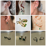 S925 Sterling Silver CZ Green Zircon Stud Earrings