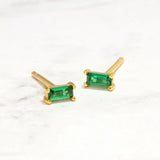 S925 Sterling Silver CZ Green Zircon Stud Earrings