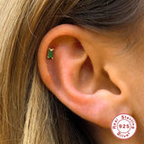 S925 Sterling Silver CZ Green Zircon Stud Earrings