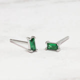 S925 Sterling Silver CZ Green Zircon Stud Earrings