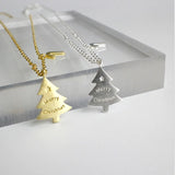 S925 Sterling Silver Christmas Tree Pendant Necklace Charms Jewelry Gift