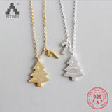 S925 Sterling Silver Christmas Tree Pendant Necklace Charms Jewelry Gift