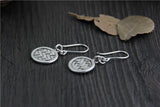Vintage Thai Silver Round Earrings Women 925 Sterling Silver