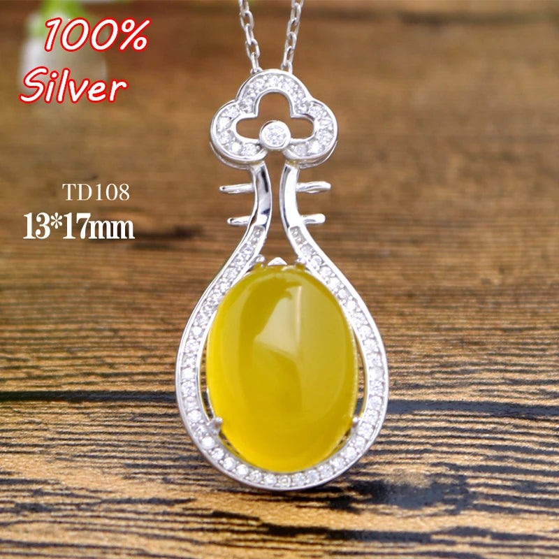 S925 Sterling Silver Pendant Blank Base for Amber Pendant